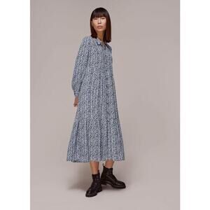 Whistles Women’s Multicolour Textured Zig-Zap Trapeze‎ Midi Dresz Sz 6